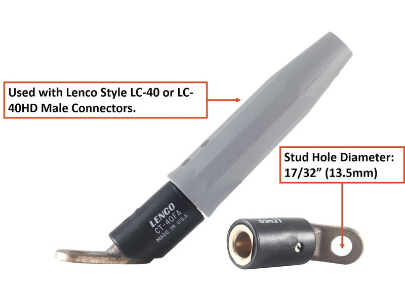 Lenco Connector Terminal CT-40FA - Attaches welderÂ´s stud to LC-40 Cable Connectors (2 PACK)